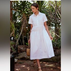 Chic White Button-Down Midi Dress